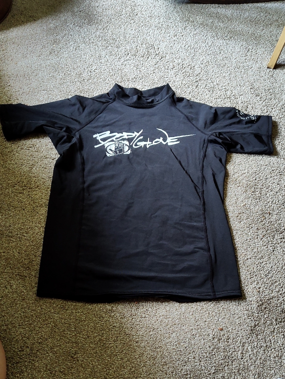 Body Glove Black Short-Sleeve Swim Top with White Logo